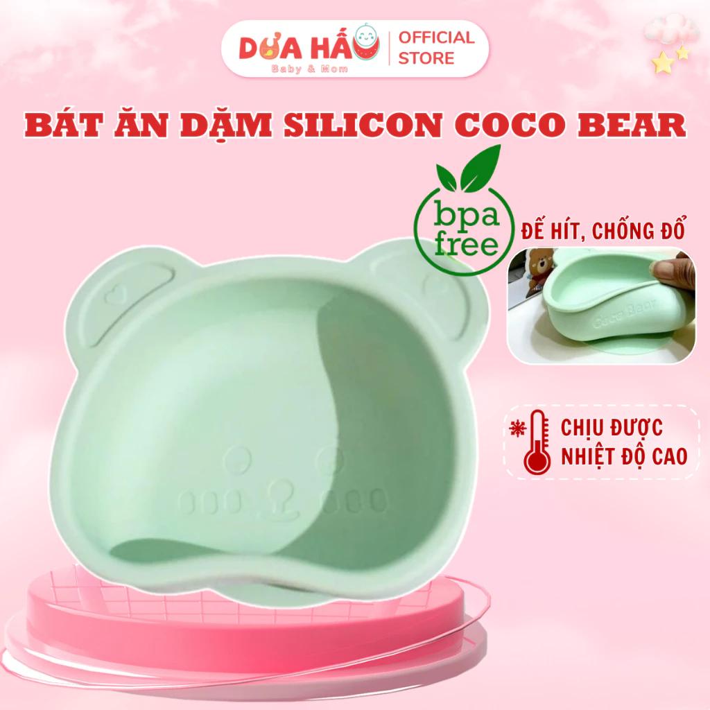 Silicon Coco Bear Hình Gấu Cong - Đế Hít Chống Đổ cho Bé Tập Ăn Dặm - Phong Cách Hàn Quốc - DuaHauBaby&Mom