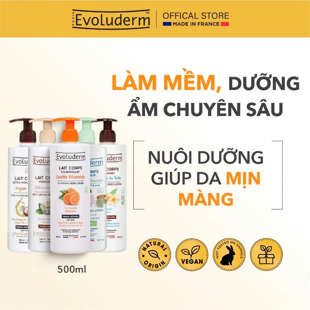 Sữa Dưỡng Thể Dưỡng Ẩm Dưỡng Sáng Mịn Màng Toàn Thân Evoluderm Moisturizing Body Milk 500ml