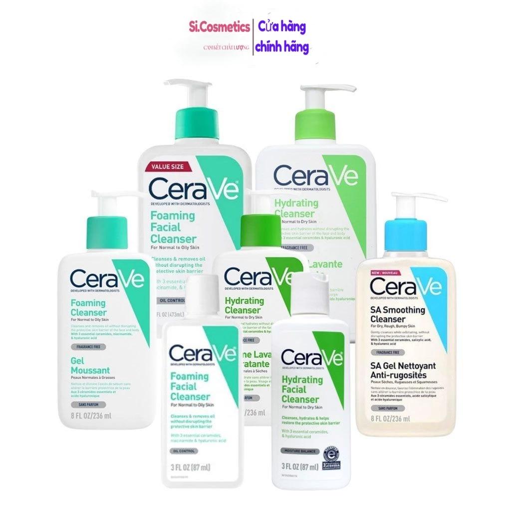 Sữa Rửa Mặt CeraVe Cleanser cho Da Dầu Mụn, Khô, Nhạy Cảm (20ml/88ml/236ml/473ml)