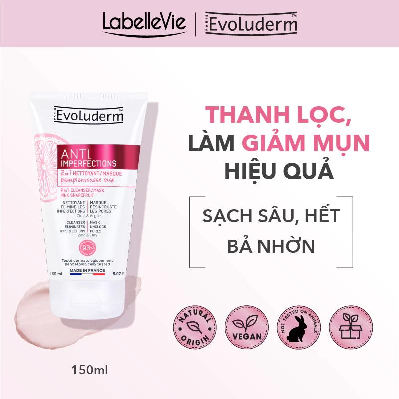 Sữa rửa mặt chiết xuất bưởi hồng dành cho da dầu mụn Evoluderm 150ml (17323)