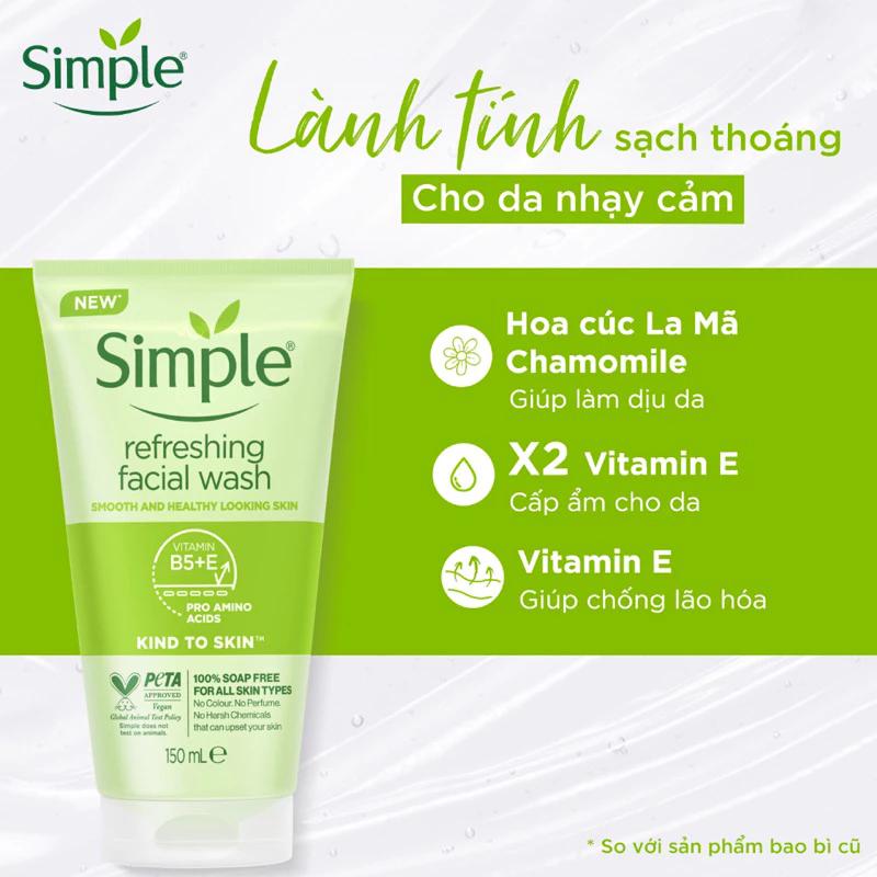 Sữa Rửa Mặt Simple Làm Sạch Da Dành Cho Mọi Loại da 150ml