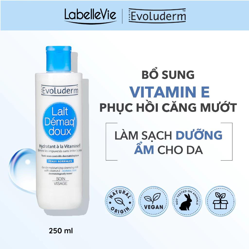 Sữa rửa mặt và tẩy trang mọi loại da Evoluderm bổ sung vitamin E dưỡng ẩm cho làn da mịn màng tươi mát 250ml