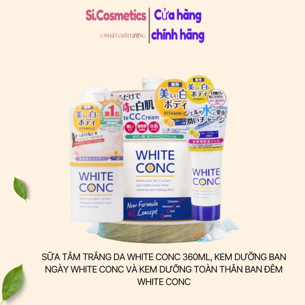 Sữa tắm trắng da White Conc 360ml, Kem dưỡng ban ngày White Conc và Kem dưỡng toàn thân ban đêm White ConC
