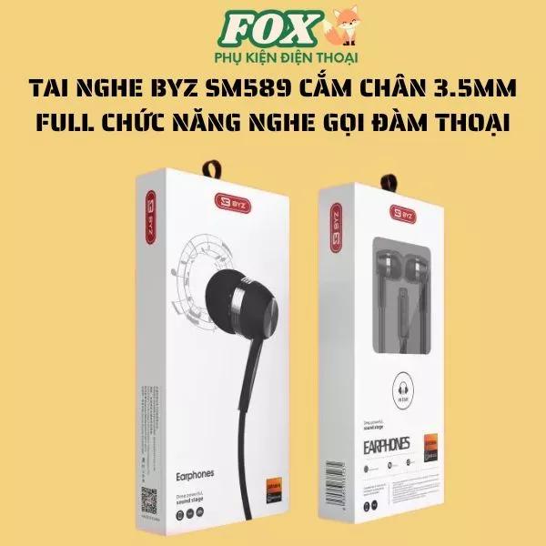 Tai nghe nhét tai có dây BYZ SM589 jack 3.5mm full chức năng nghe gọi đàm thoại