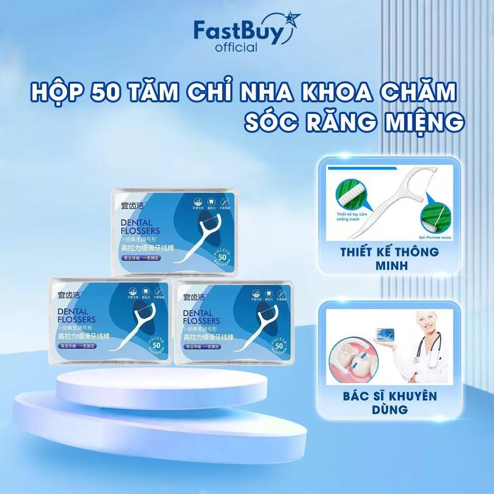 Tăm Chỉ Nha Khoa Tiệt Trùng , Hộp 50 Cây Tăm Nha Khoa Vệ Sinh Kẽ Răng Chân Nướu Chuyên Dụng