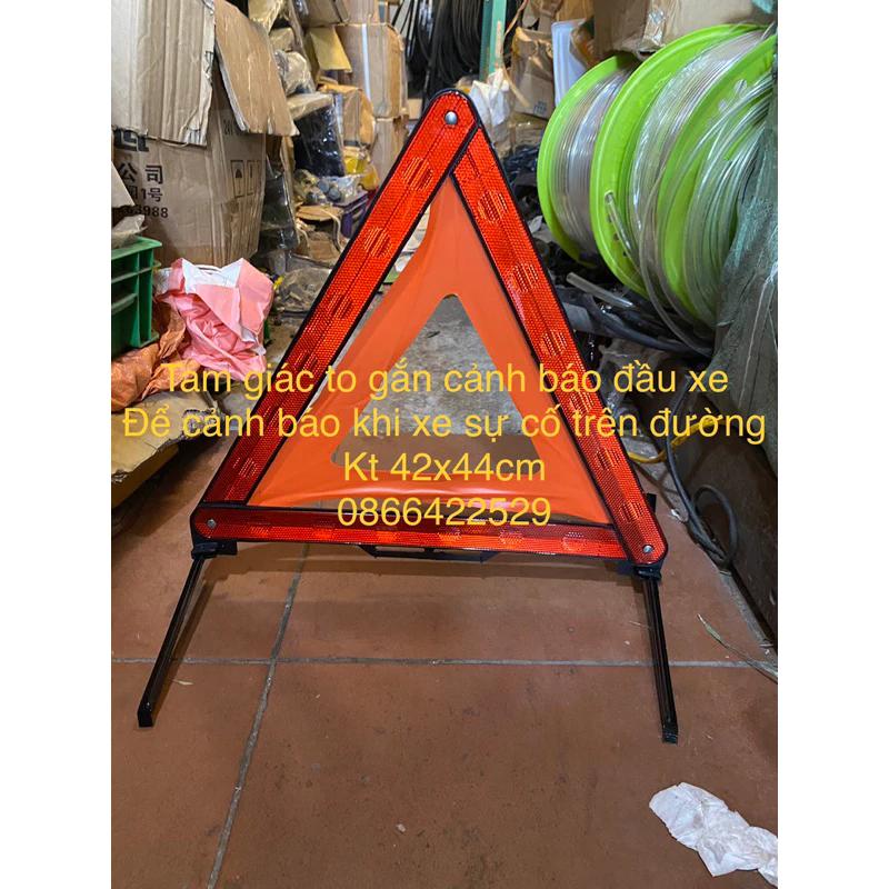 tam giác phản quang to có chân tự đứng gắn đầu xe cảnh báo cỡ 43x45cm