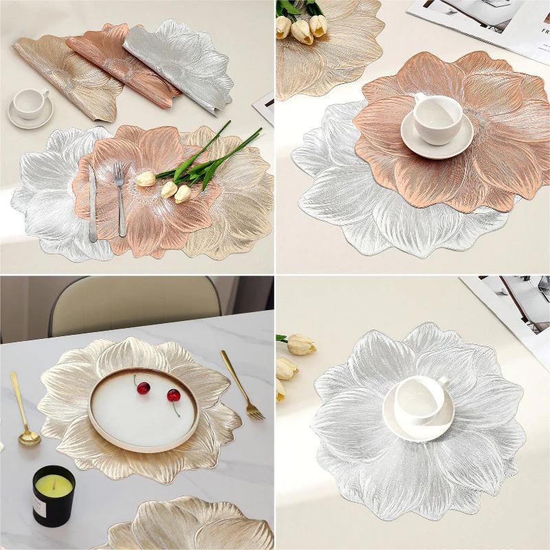 Tấm lót bàn bạc vàng Tấm lót ly cốc hướng dương sáng tạo Tấm lót bàn ăn cách nhiệt