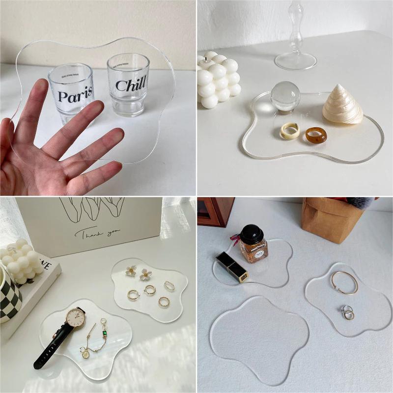 Tấm lót trong suốt không đều Ins Acrylic Cup Coaster Tấm lót bàn ăn gia đình