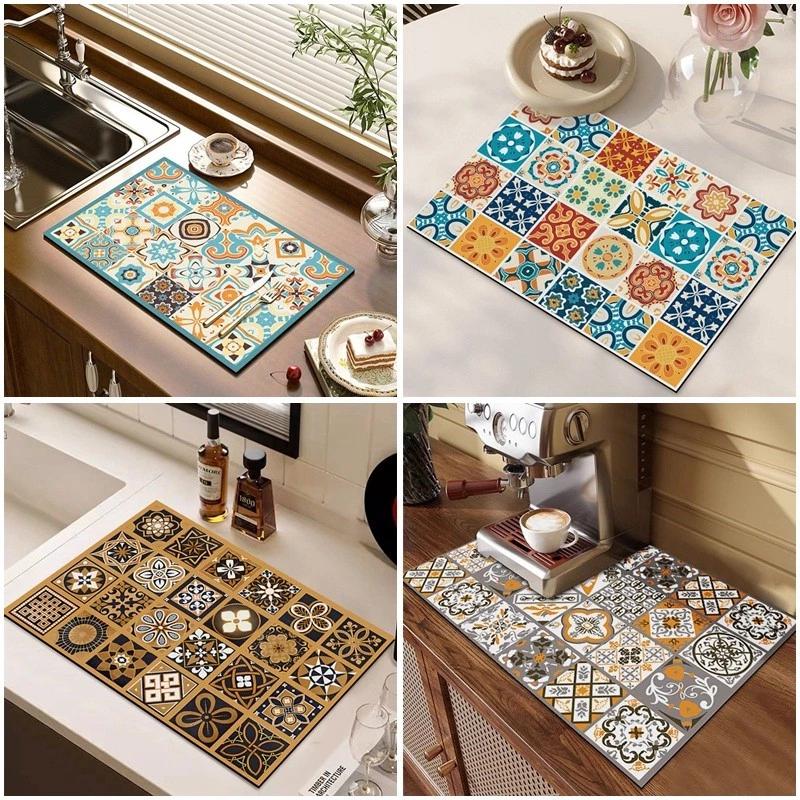 Tấm thoát nước phong cách Bohemian Tấm lót khô đa chức năng chống bụi Thảm nhà bếp
