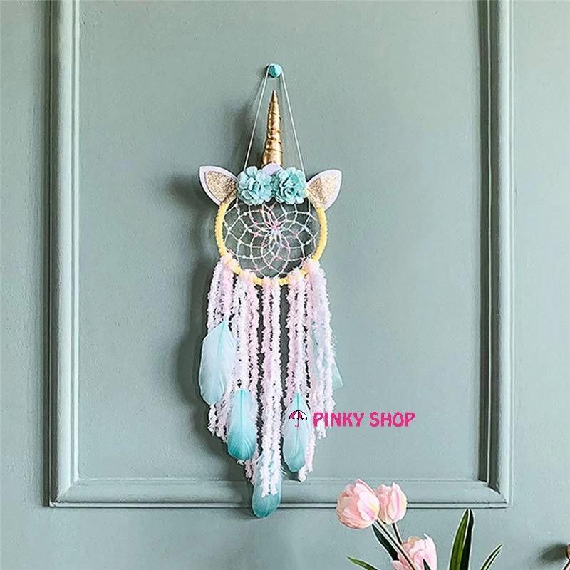 [Tặng kèm đinh và thiệp handmade] Dreamcatcher trang trí handmade mẫu hình chú Kì lân màu pastel Pinky Shop mã DRKL1