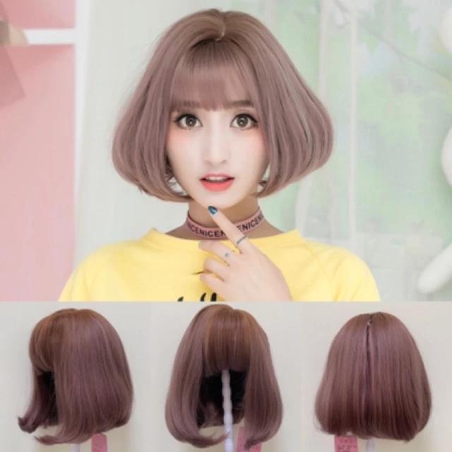 [TẶNG LƯỚI TRÙM TÓC THẬT] TÓC GIẢ NGUYÊN ĐẦU LƯỚI HOA NGẮN CỤP ĐUÔI
