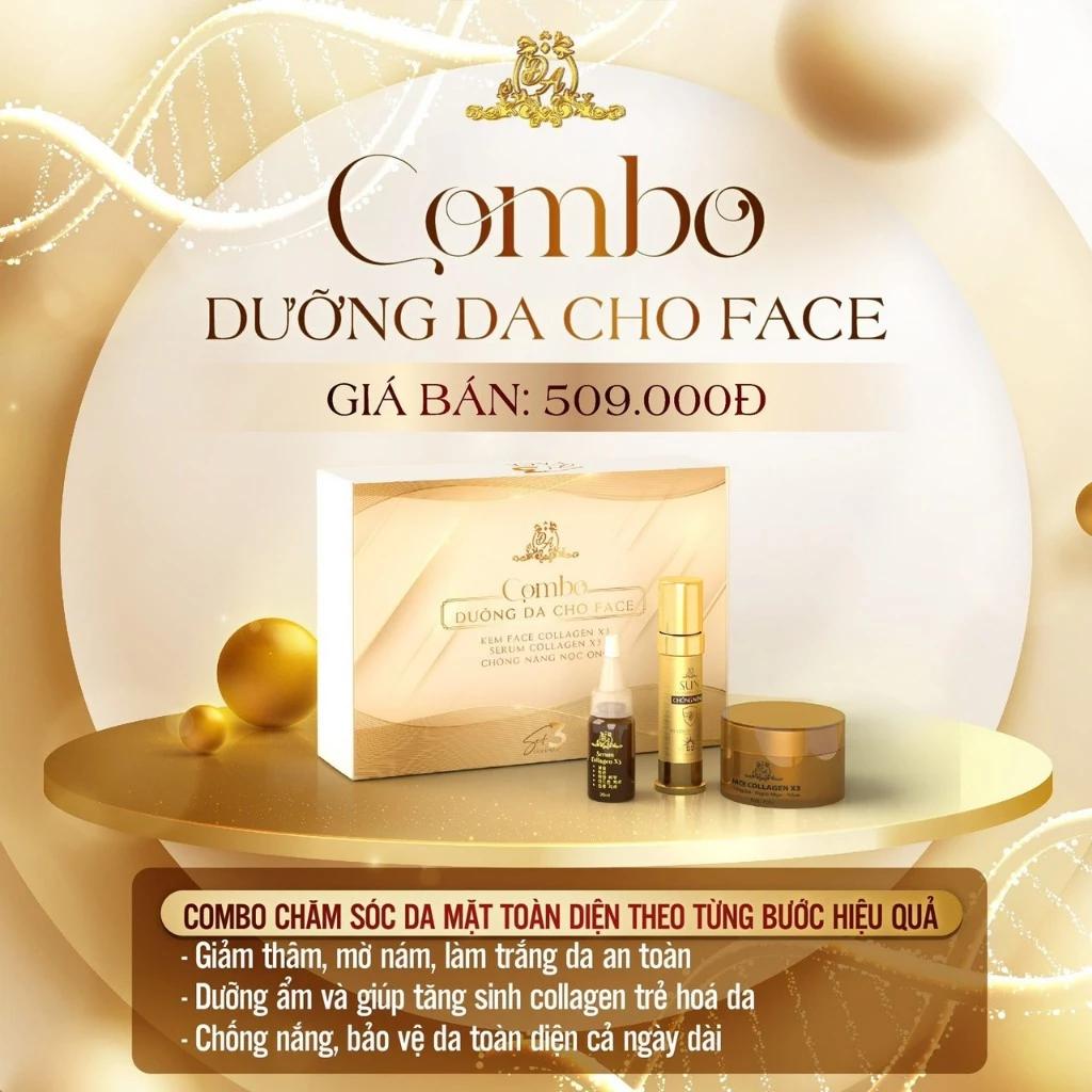 [Tặng Thẻ Cào] Combo Face Collagen X3 Mỹ Phẩm Đông Anh [Face, Serum, Chống Nắng] Chống Lão Hóa, Trắng Da, Mờ Thâm Nám