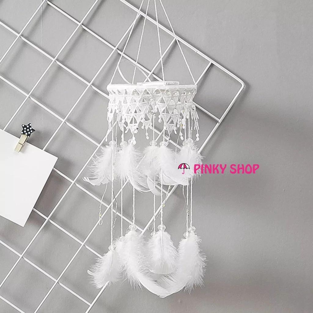 [Tặng thiệp handmade] Chuông gió dreamcatcher macrame handmade phối ren (kèm đèn led) Pinky Shop mã DRDRTĐ1