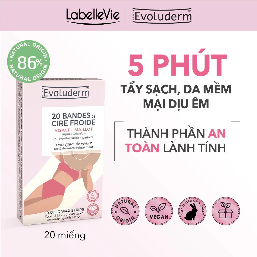 Tẩy lông miếng sáp lạnh Evoluderm cho chân tay 20 miếng