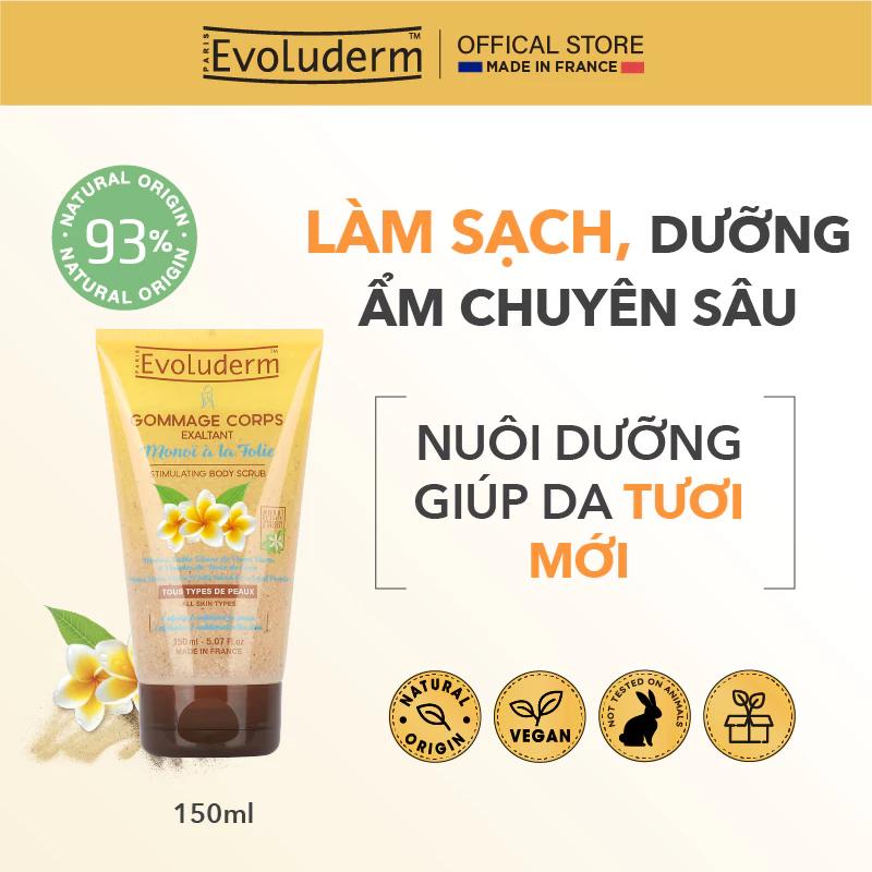 Tẩy tế bào chết toàn thân Evoluderm tinh chất hoa Monoi Tahiti 150ml