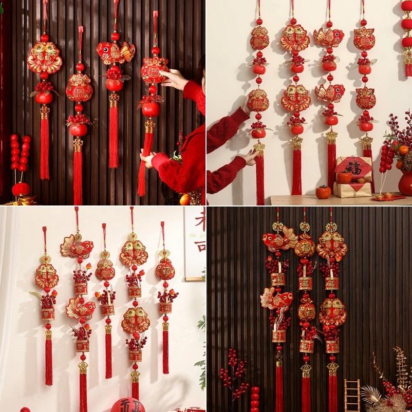 Tết Nguyên Đán Nhung Đèn Lồng Hoạt Hình Thần Tài Treo Mặt Dây Trang Trí Nhà Cửa