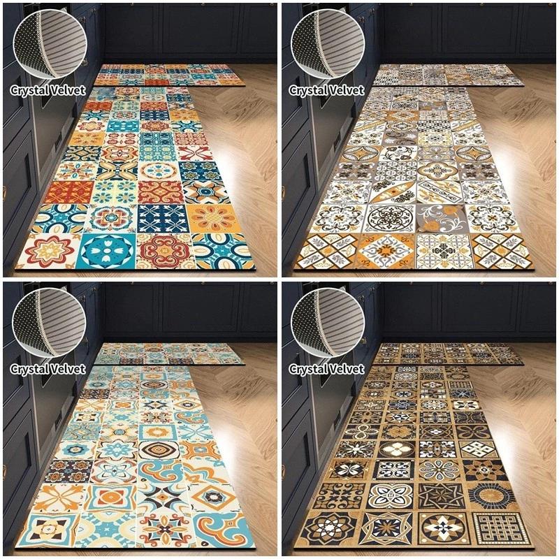Thảm phong cách Bohemian In Thảm trải sàn chống trượt Thảm cửa chống bụi Trang trí nhà bếp