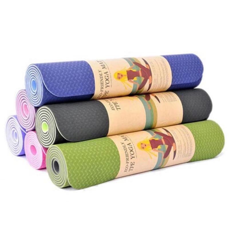 THẢM TẬP YOGA CHỐNG TRƯỢT TPE 2 LỚP 6MM CAO CẤP - thảm tập gym cao su - thảm yoga