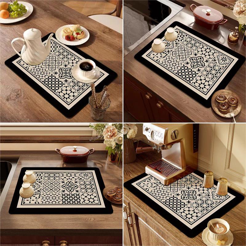 Thảm thoát nước nhà bếp Bắc Âu Họa tiết hình học Tấm thoát nước Tấm lót mặt bàn gia đình