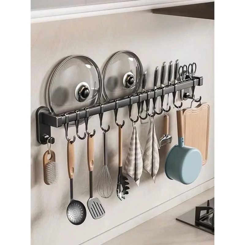 Thanh Móc treo đồ dùng nhà bếp EV (hộp chữ hồng) , treo phụ kiện 12 móc 60cm có rãnh cài dao treo nắp nồi