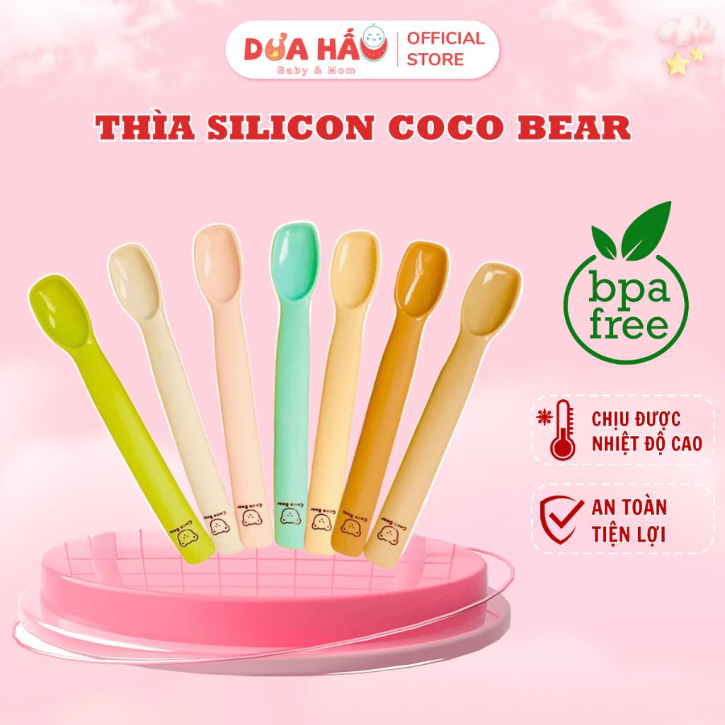 Thìa Ăn Dặm Silicone CoCo Bear Cho Bé Phong Cách Hàn Quốc Dành Cho Bé Từ 5m+