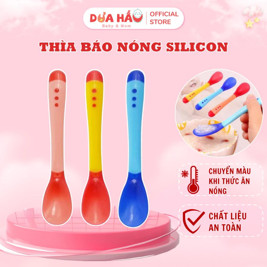 Thìa, Muỗng ăn dặm báo nóng cho bé chất liệu Silicon cảm biến báo nhiệt độ, đổi màu thìa khi nhiệt độ trên 40℃