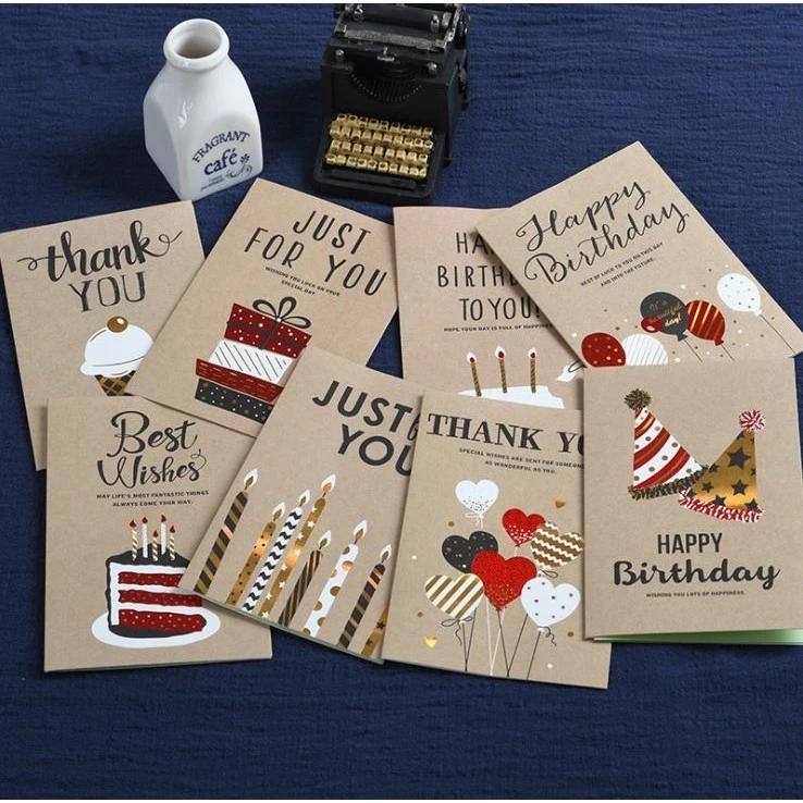 Thiệp chúc mừng vintage đẹp có kèm phong bì giấy, quà tặng người yêu, sinh nhật, valentine, 8/3