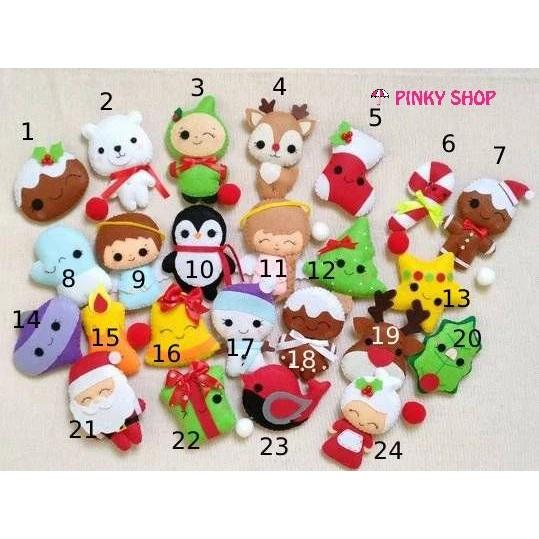 Thú bông vải nỉ handmade phụ kiện trang trí Giáng sinh nhiều mẫu Pinky Shop mã TBVNG1