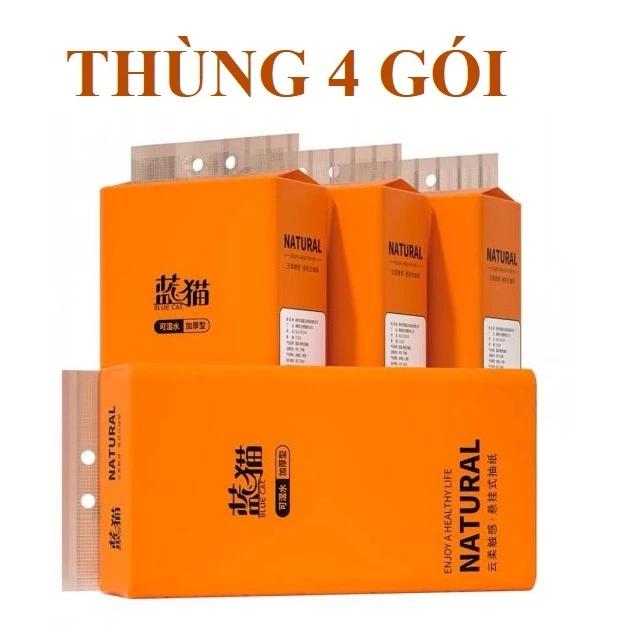 Thùng 4 Gói - Khăn Giấy Rút Vệ Sinh Treo Tường 4 lớp Natural 1360 tờ, Làm Từ Bột Gỗ Nguyên Sinh An To