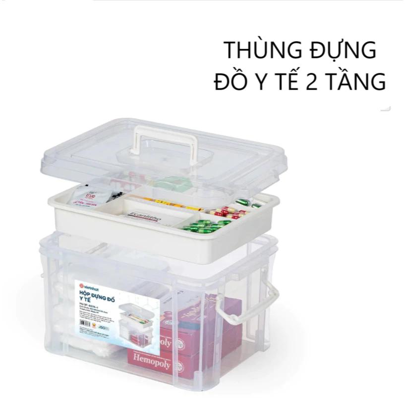 Thùng đựng đồ y tế trong nhựa VIỆT NHẬT - 2 tầng - hộp đựng có khay phân loại thuốc, đồ dùng sửa chữa 6576 6577