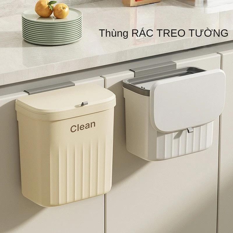 Thùng rác treo cánh tủ bếp 12L có vân MẪU MỚI - thùng rác treo tường nắp trượt