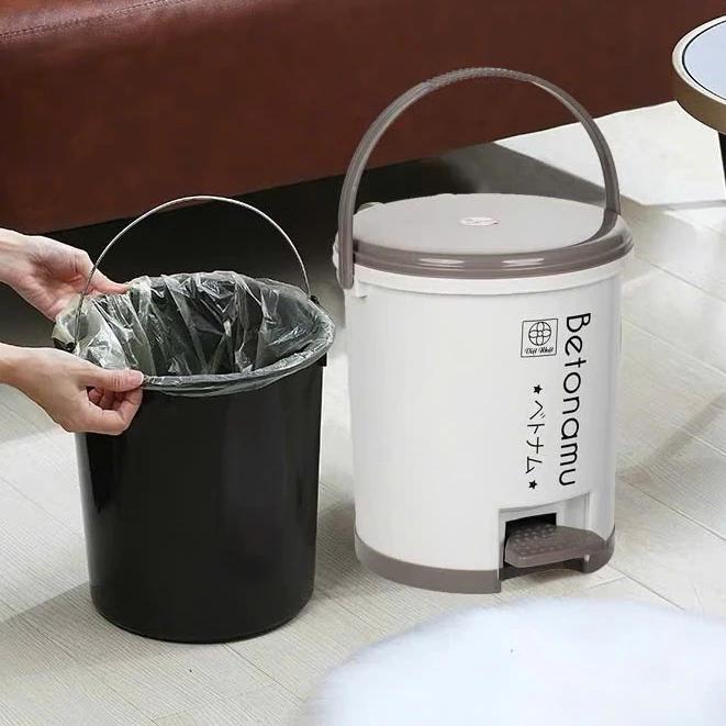Thùng rác tròn đạp chân VIỆT NHẬT 8.5L - Bật rác tròn nhựa 8022 - Thùng đựng rác có nắp đậy