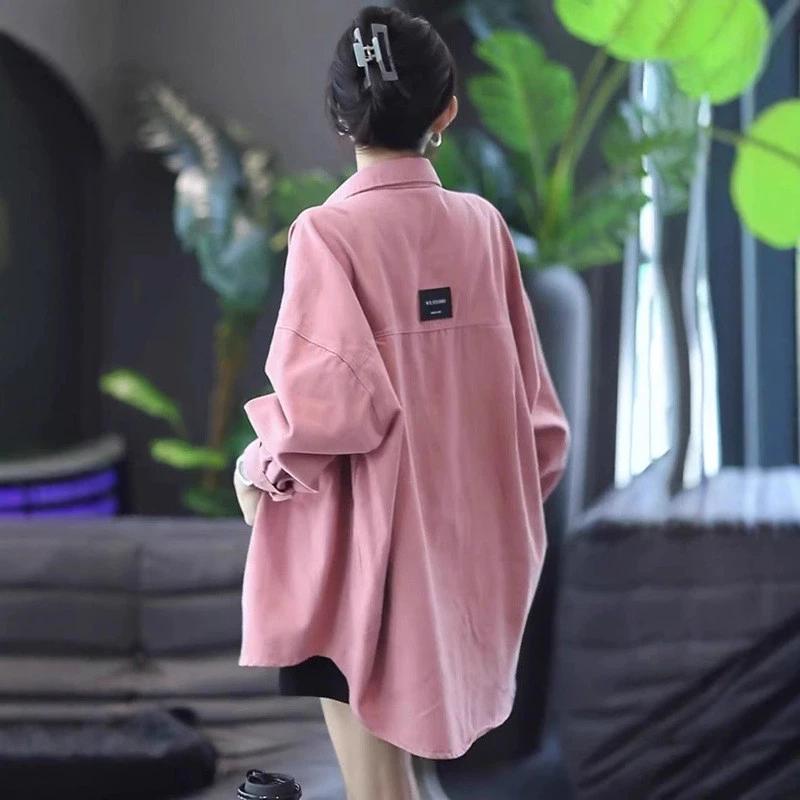 Thường Ngày Rời Lười Phong Cách Phiên Bản Lớn Áo Sơ Mi Nữ Xuân Thu Phù Hợp Với Áo Cardigan Phiên Bản Hàn Quốc Thời Trang Áo Sơ Mi Áo Khoác