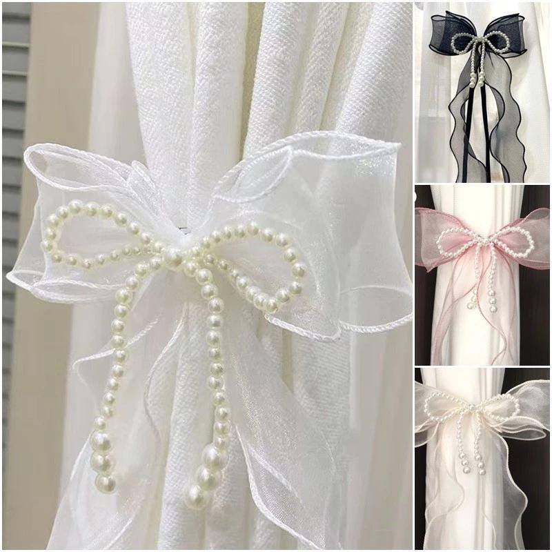 Tối Giản Dây Đeo Rèm BucklePearl Nơ Họa Tiết Ren Rèm Dây Trang Trí Nhà