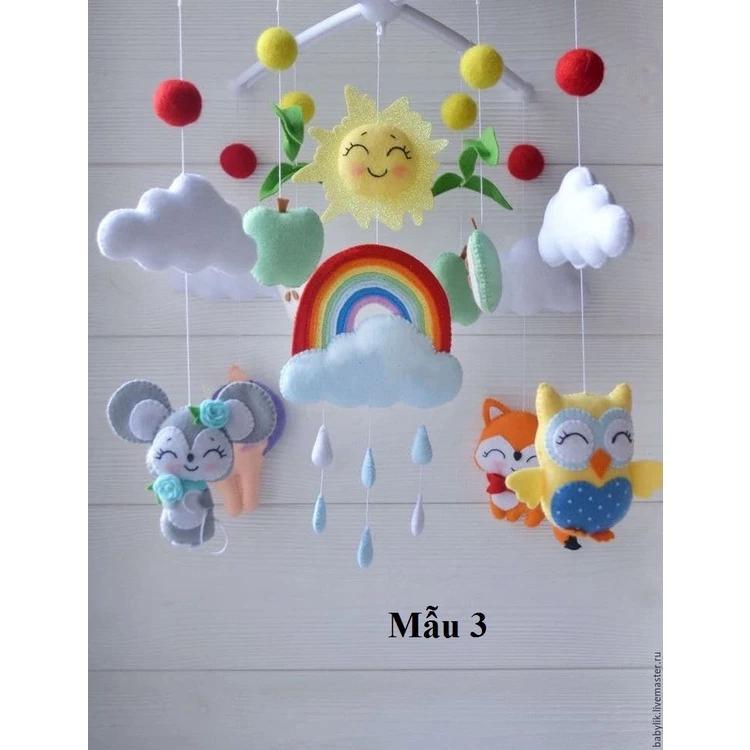 Treo nôi cho bé phát nhạc, kích thích thị giác [Ảnh thật, Hàng mới 100%], tự xoay, đồ chơi cũi handmade Pinky shop