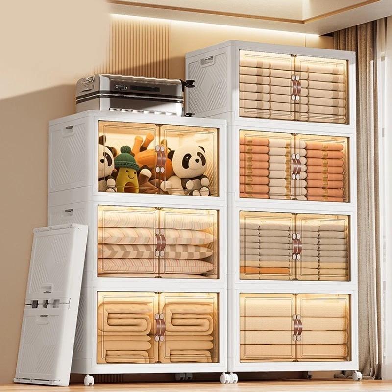 Tủ đựng đồ nhà bếp gấp gọn, tủ để sách, tủ đựng quần áo đa năng có bánh xe 360, chất liệu nhựa PP gấp gọn thông minh