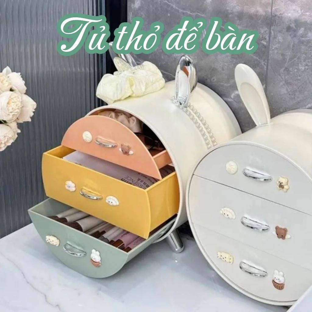 Tủ Thỏ Để Bàn - Tủ Đựng Mỹ Phẩm, Kệ Đựng Mỹ Phẩm Đồ Cá Nhân Nhiều Ngăn Kéo Để Bàn Tiện Dụng