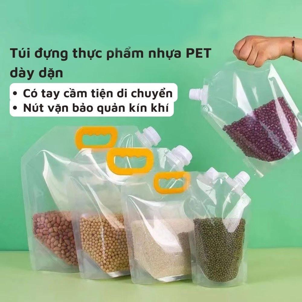 Túi đựng ngũ cốc, gạo, hạt kín hơi có thể tái sử dụng -Túi đựng thực phẩm có tay cầm - Nắp chống ẩm