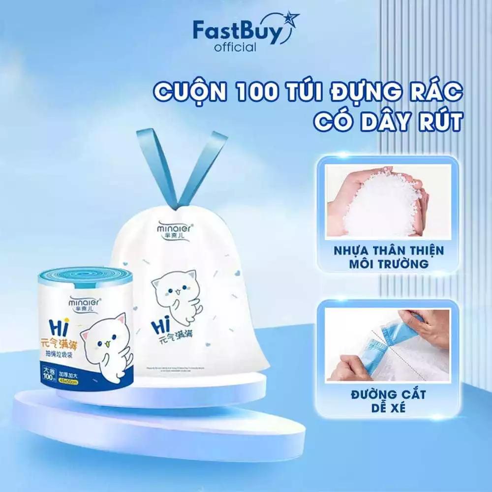 Túi Đựng Rác Có Dây Kéo MINAIER Loại Siêu Dai Chắc Chắn, Set 100 Túi Đựng Rác Tự Hủy Sinh Học Cao Cấp