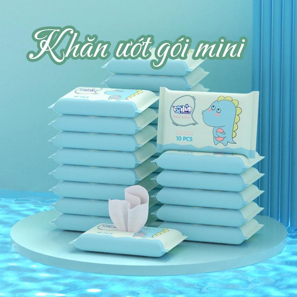 Túi Khăn Giấy Ướt Mini Bỏ Túi 10 tờ - Khăn Ướt Trẻ Em - Khăn Vệ Sinh, Lau Tay Đa Năng