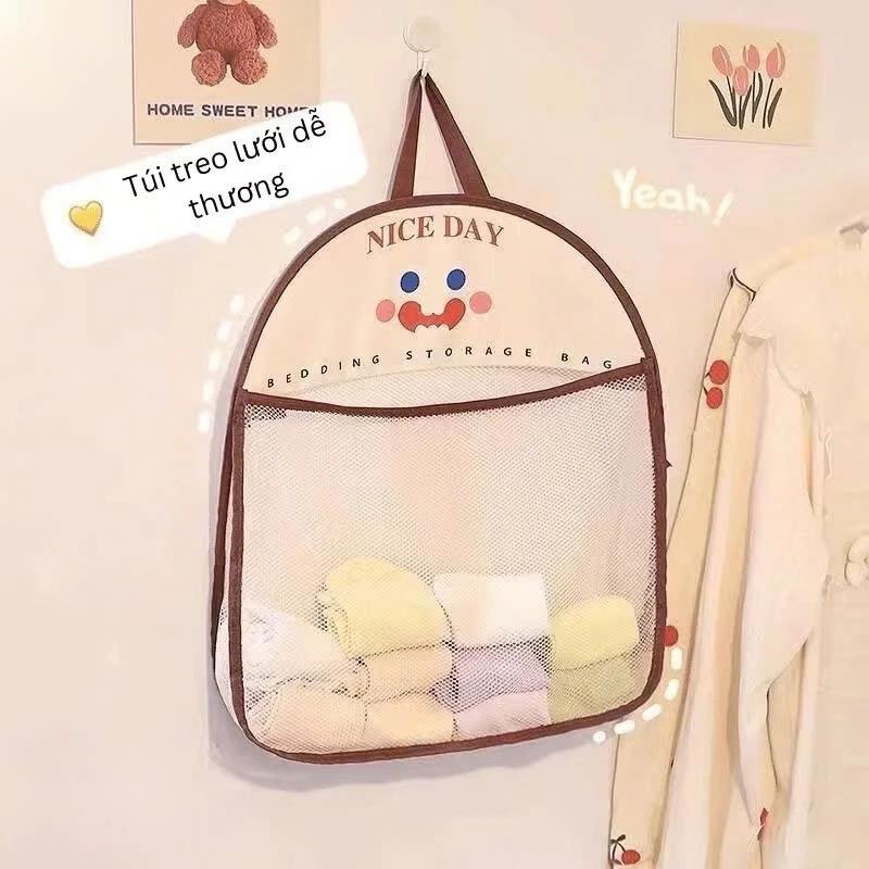 Túi Lưới Đựng Đồ Lót Tất Vớ Treo Tường Nice Day Giỏ Treo Đồ Cá Nhân Có Quai Xách Nhỏ Gọn Tiện Lợi