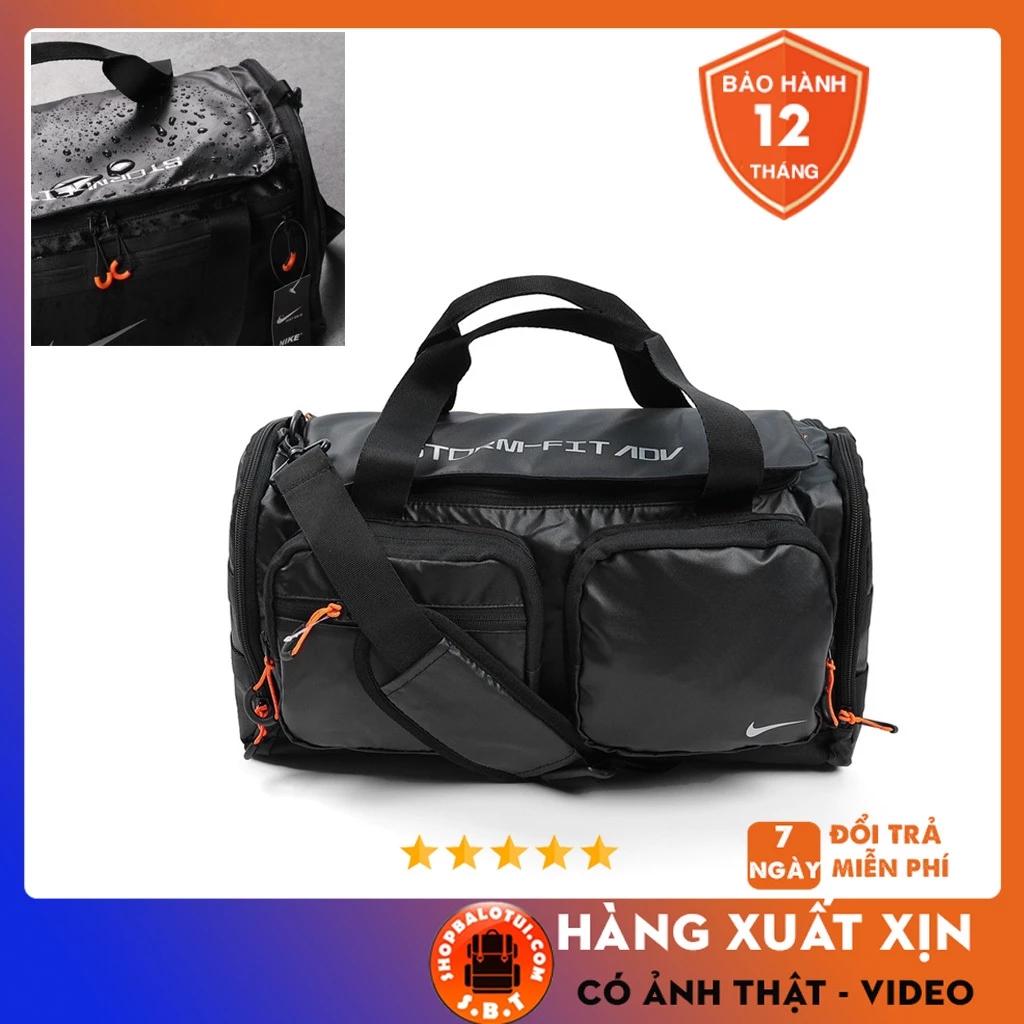 Túi trống thể thao Leather Black Color Unisex, Túi thể thao đựng đồ tập gym nam nữ có nhiều ngăn chống nước cao cấp