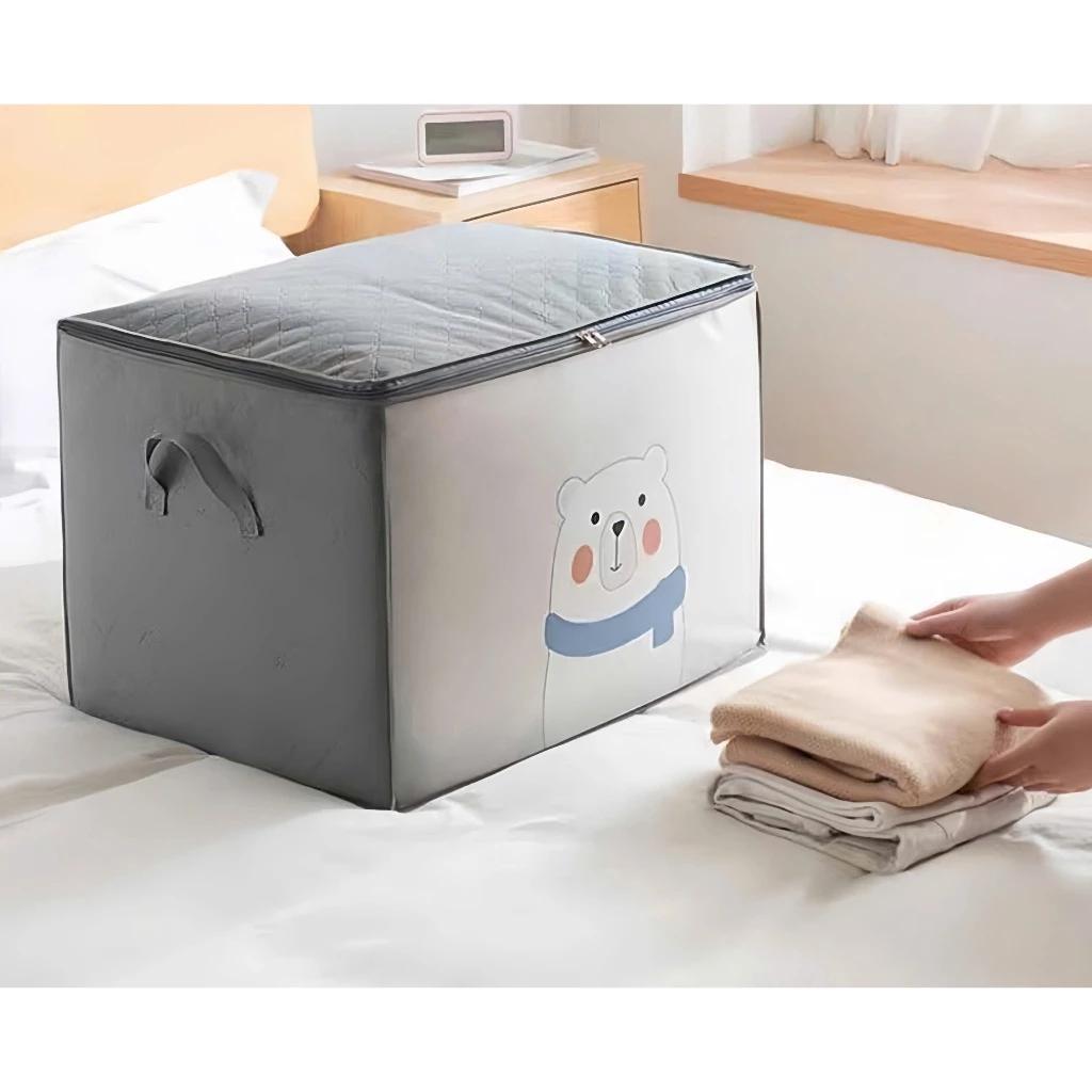 Túi Vải Đựng Quần Áo Chăn Màn HÌNH GẤU TRẮNG Siêu Lớn, Túi Đựng Gối Mền, Đồ Lót Có Quai Cầm