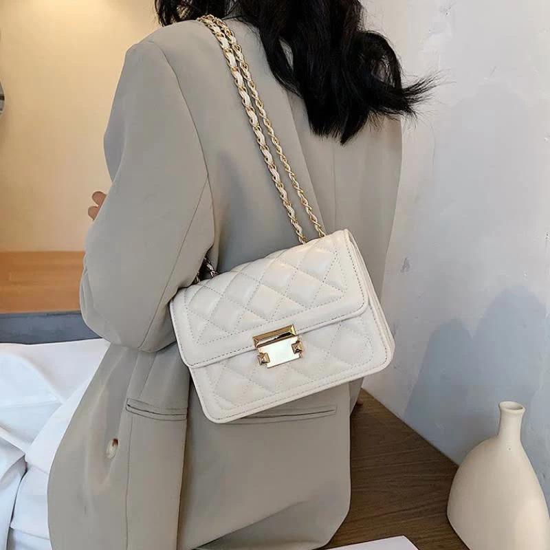Túi xách nữ, đeo chéo màu đen basic,da mềm, dây xích kiểu dáng hàn quốc, dày dặn, thời trang sang chảnh