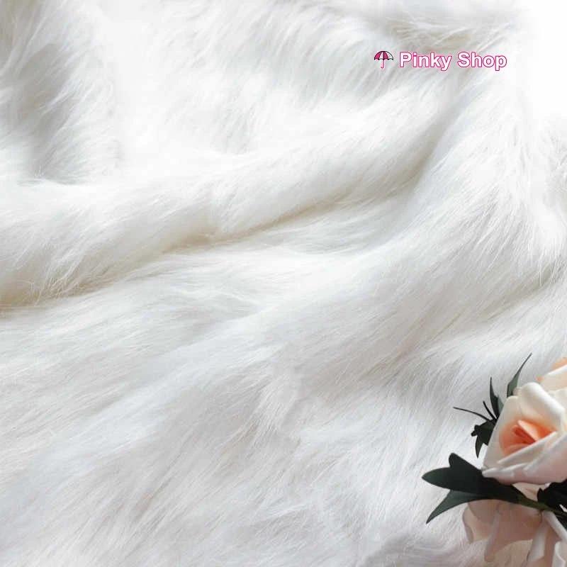 Vải lông thú nhân tạo cao cấp giá rẻ màu trắng xám hồng làm thảm trang trí chụp hình hoặc may áo lông ấm