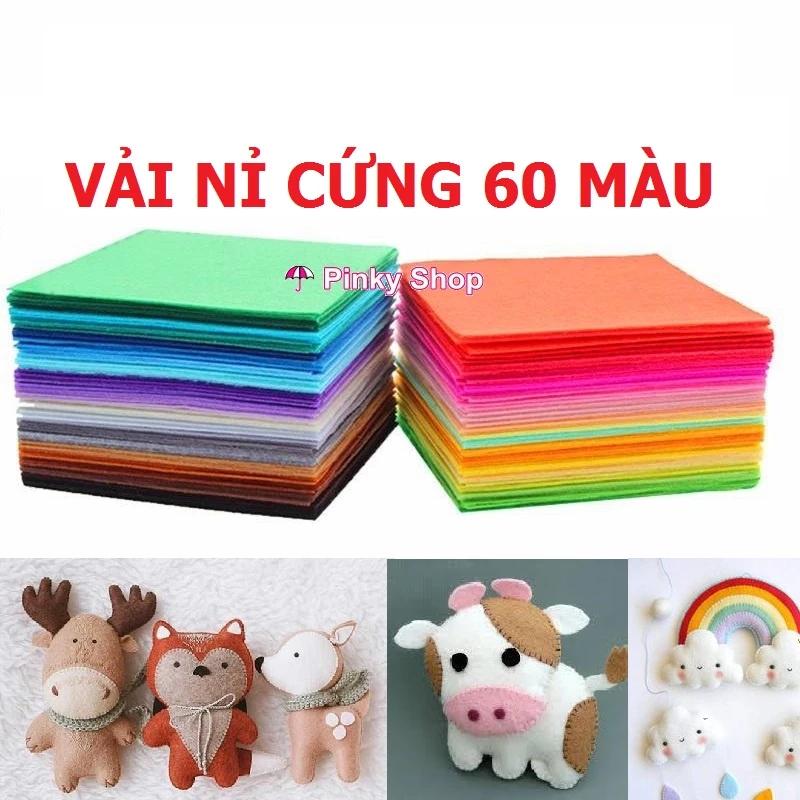 Vải nỉ cứng 30cm x 30cm 60 màu sắc dùng làm handmade mầm non, làm các sản phẩm thủ công DIY Pinky Shop