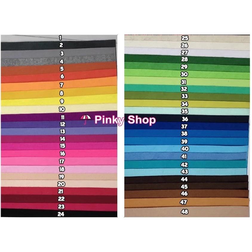 Vải nỉ handmade combo 30 tấm 10cm x 10cm vải nỉ cứng 60 màu khác nhau dùng làm sản phẩm thủ công Pinky Shop mã VNC107