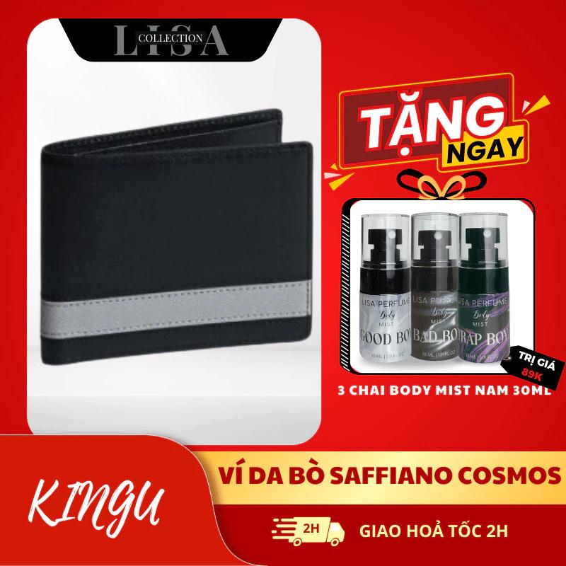 Ví Nam Gập Đôi Da tặng Body mist 30ml Nam/Nữ Saffiano Vintage Wallet Nhung