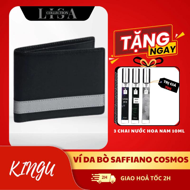 Ví Nam Gập Đôi Da tặng nước hoa 10ml Nam/Nữ Saffiano Vintage Wallet Nhung