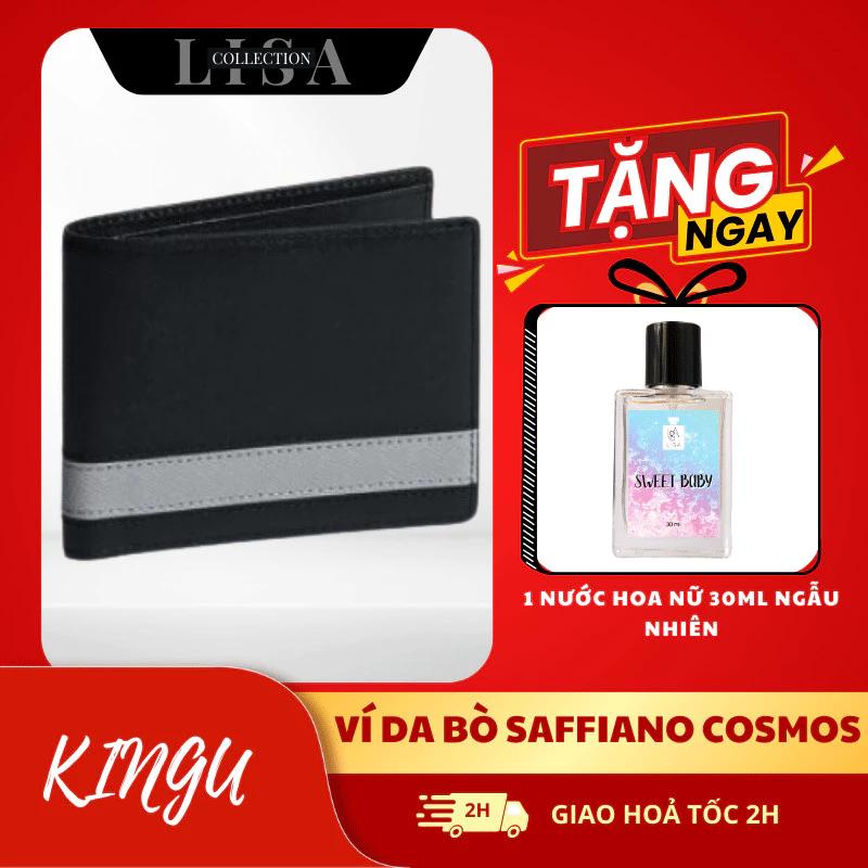 Ví Nam Gập Đôi Da tặng nước hoa 30/50ml Nam/Nữ Saffiano Vintage Wallet Nhung